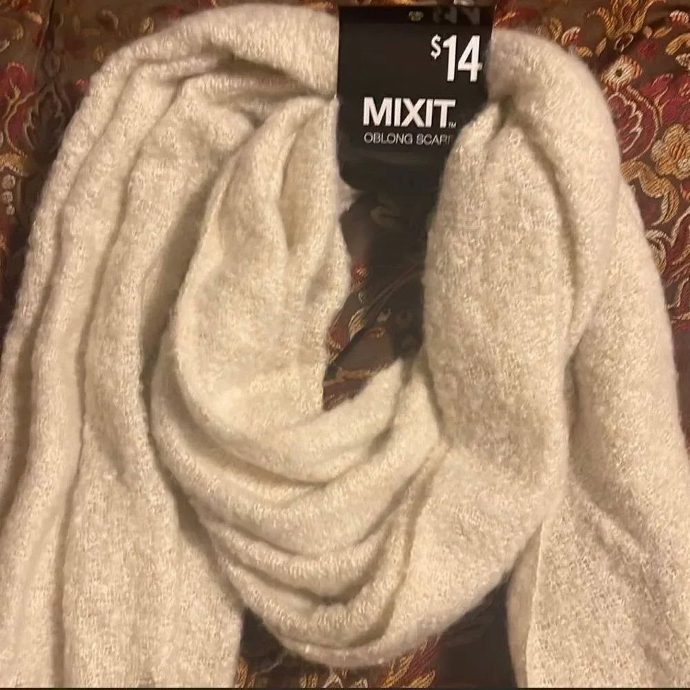 Scarf, oblong cream off white beige color